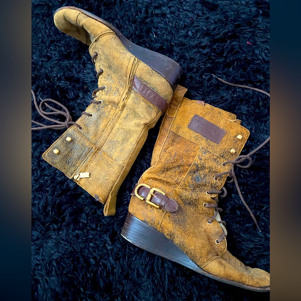 Michael Kors Size 8 leather combat style boots.